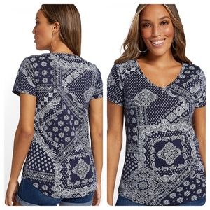NY&C Paisley V-Neck Tee